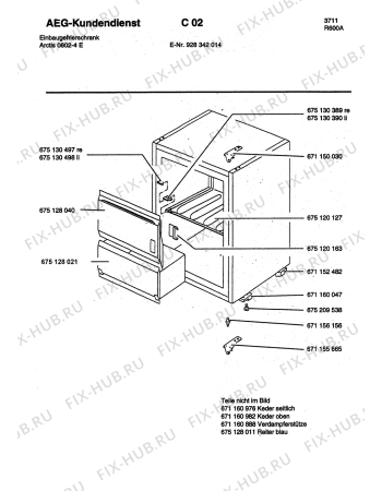 Взрыв-схема холодильника Aeg ARC0802-5 E - Схема узла Housing 001