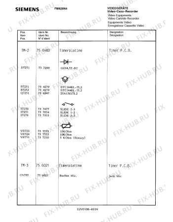 Схема №1 FM628N4 с изображением Сервисная инструкция для телевизора Siemens 00535343