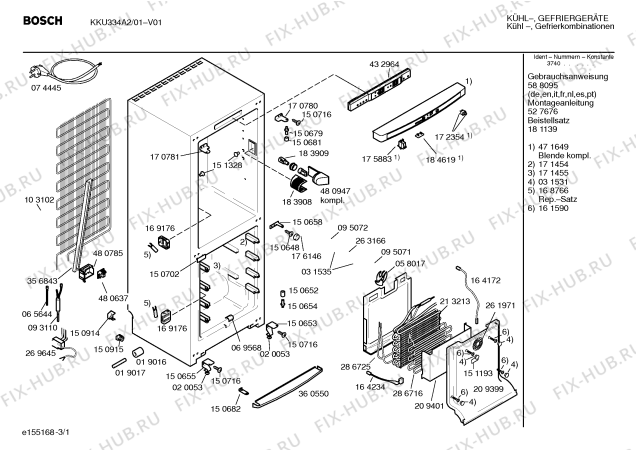 Схема №1 KKU334A2 с изображением Ручка двери для холодильника Bosch 00471646