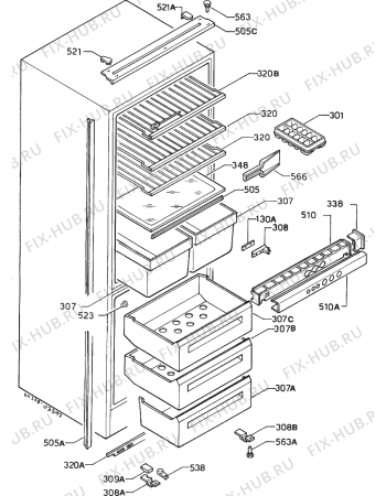 Взрыв-схема холодильника Rex FI22/102CF - Схема узла Housing 001