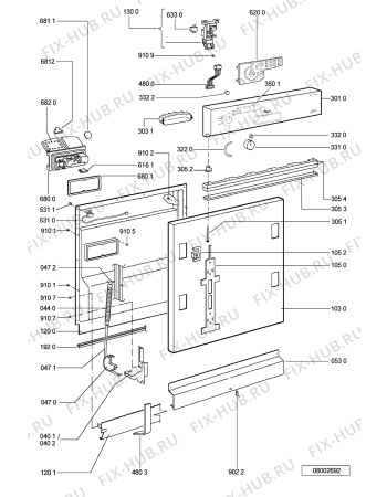 Взрыв-схема посудомоечной машины Whirlpool ADG 8452 NB - Схема узла