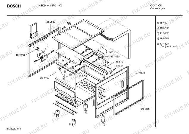 Взрыв-схема плиты (духовки) Bosch HSK66K41NF P3 76 PISO GN CBU - Схема узла 04