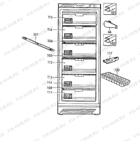 Взрыв-схема холодильника Tricity Bendix UF110W - Схема узла Furniture