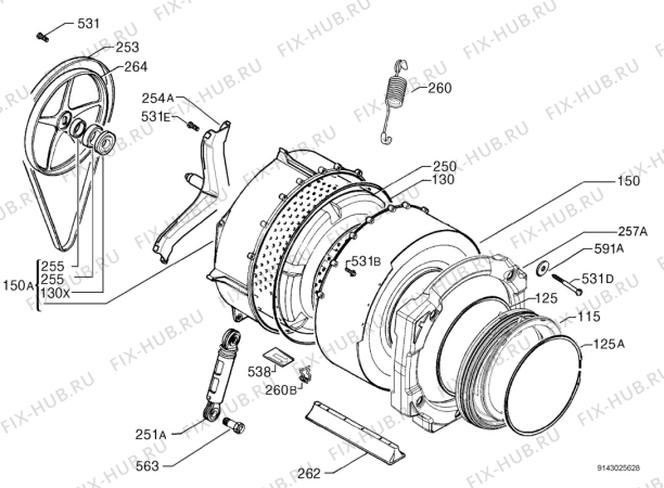 Взрыв-схема стиральной машины Electrolux EWF12108W - Схема узла Functional parts 267