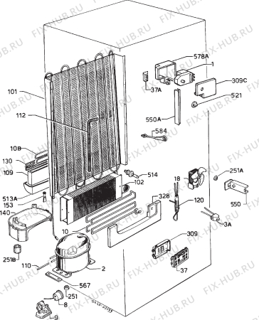 Взрыв-схема холодильника Zanussi ZFC77/31FF - Схема узла Cooling system 017