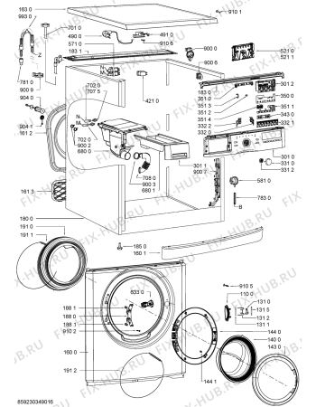 Схема №1 AWO/C 61400 с изображением Обшивка для стиральной машины Whirlpool 481010420504