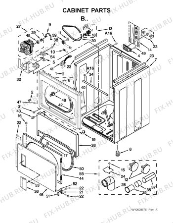 Схема №1 4GWED5500YW с изображением Уплотнитель для сушильной машины Whirlpool 482000013095