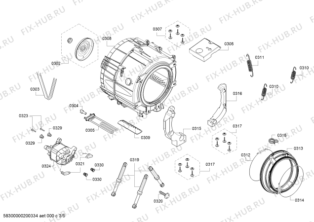 Схема №1 WAK24164IN с изображением Инструкция по установке и эксплуатации для стиральной машины Bosch 18021350