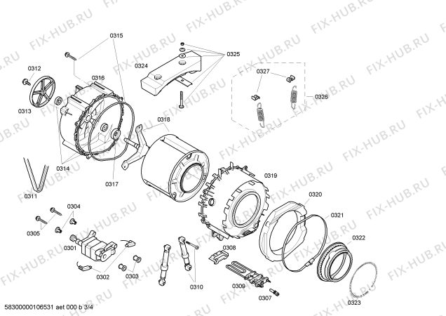 Схема №1 3TI855A eurowasher TI855 с изображением Ручка переключения числа оборотов для стиральной машины Bosch 00425055