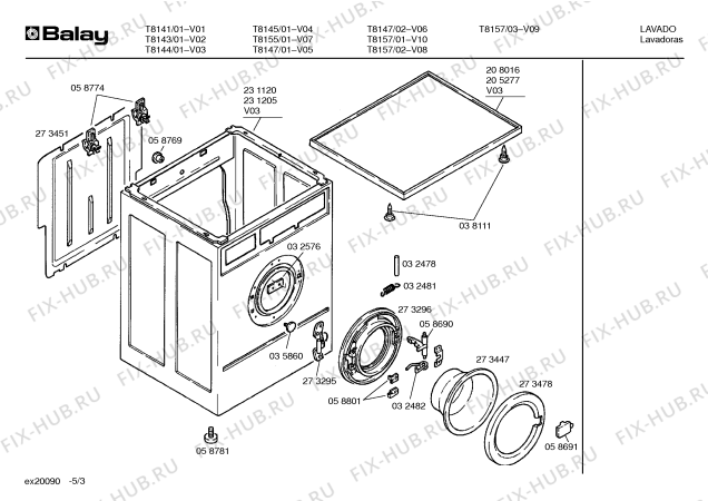 Взрыв-схема стиральной машины Balay T8144 - Схема узла 03