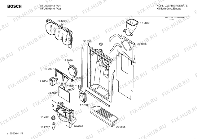 Схема №1 KFU5755 с изображением Панель для холодильной камеры Bosch 00439840