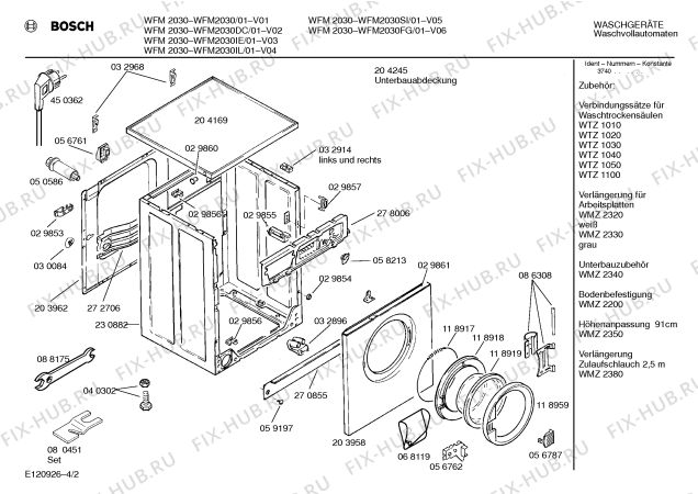 Взрыв-схема стиральной машины Bosch WFM2030IE WFM2030 - Схема узла 02