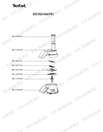 Взрыв-схема кухонного комбайна Tefal DO1021AA/701 - Схема узла HP002906.9P3