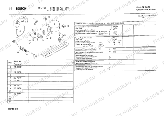 Схема №1 0702165707 KFL152 с изображением Ручка для холодильника Bosch 00025221