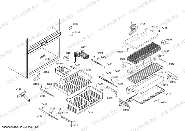 Схема №1 RB472301 Gaggenau с изображением Контейнер для овощей для холодильной камеры Bosch 00772493