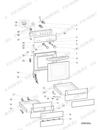 Взрыв-схема плиты (духовки) Hotpoint-Ariston CX640STWTHAS (F081064) - Схема узла