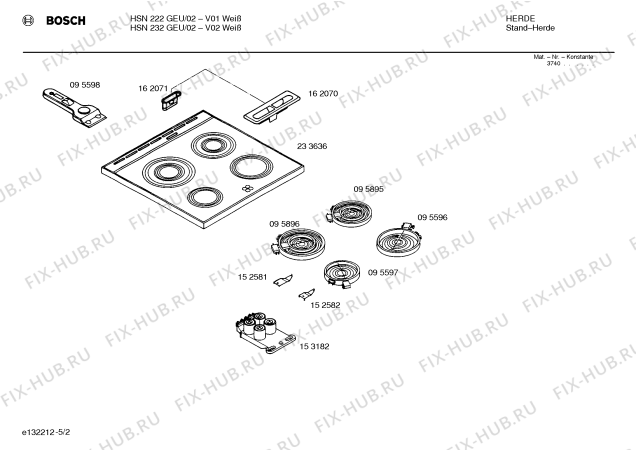 Взрыв-схема плиты (духовки) Bosch HSN232GEU - Схема узла 02
