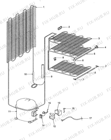 Взрыв-схема холодильника Electrolux EU1044T/CH - Схема узла Cooling system 017