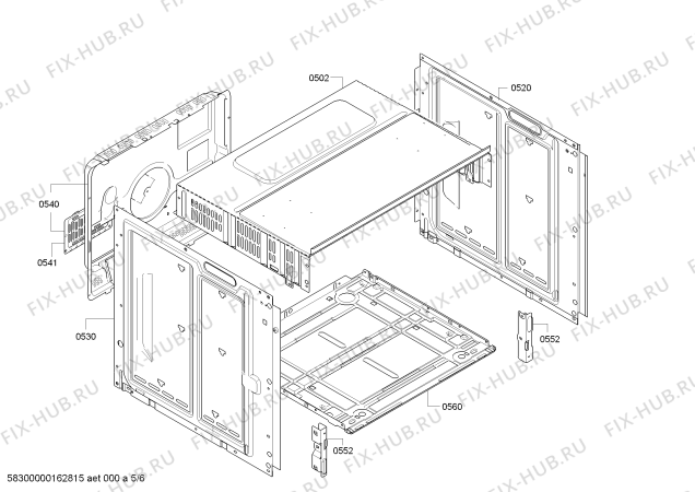 Взрыв-схема плиты (духовки) Bosch HBA43B252F - Схема узла 05