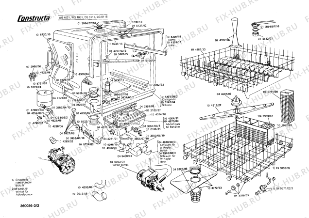 Взрыв-схема посудомоечной машины Constructa CG0116 CG0115 - Схема узла 02