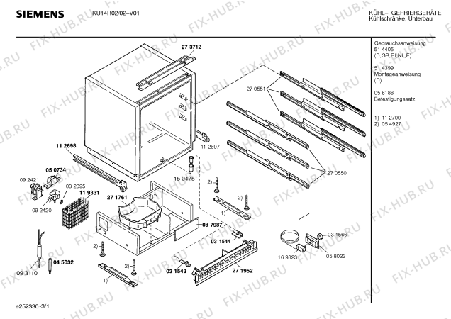 Схема №1 KU13L02 с изображением Терморегулятор для холодильной камеры Siemens 00169323