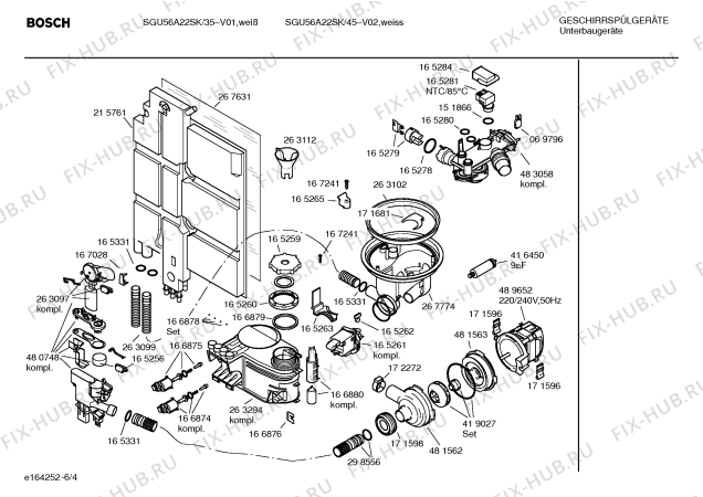 Взрыв-схема посудомоечной машины Bosch SGU56A22SK - Схема узла 04