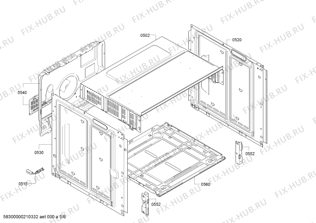 Взрыв-схема плиты (духовки) Bosch HBF113BS00 - Схема узла 05