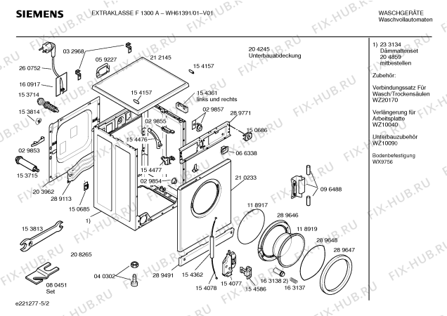 Схема №1 WH61391 EXTRAKLASSE F 1300 A с изображением Вкладыш в панель для стиральной машины Siemens 00351119