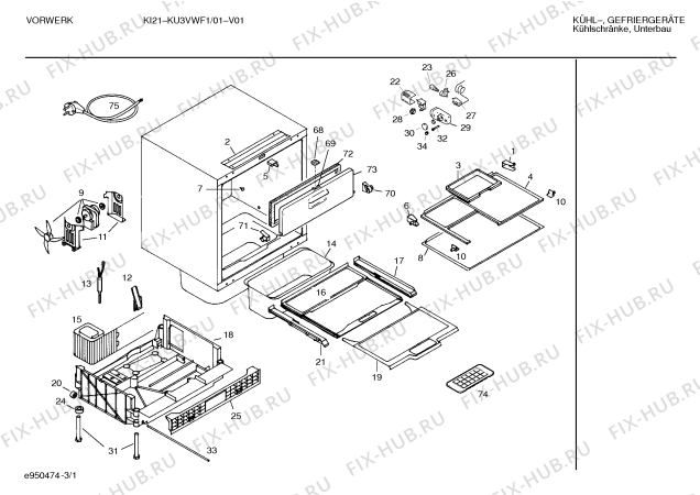 Схема №1 KU1VWH1 KI20 с изображением Поднос для холодильника Bosch 00261902