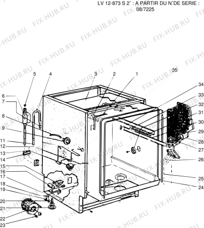 Взрыв-схема посудомоечной машины Indesit LV12873S (F008508) - Схема узла