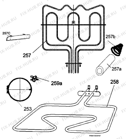 Взрыв-схема плиты (духовки) Electrolux EKC510502W - Схема узла Section 7