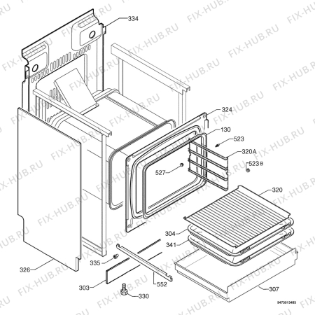 Взрыв-схема плиты (духовки) Electrolux EKM6735X - Схема узла Housing 001