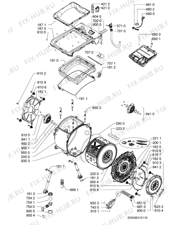 Схема №1 AWE 8229 ZEN с изображением Резервуар для стиралки Whirlpool 481075284362