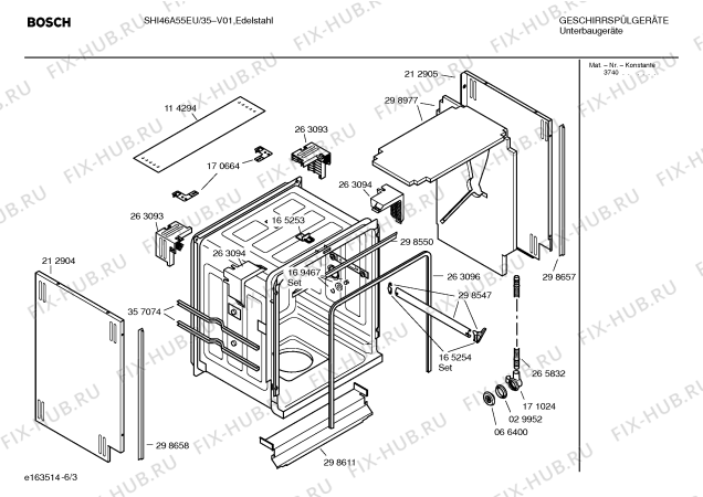 Взрыв-схема посудомоечной машины Bosch SHI46A55EU Silence comfort - Схема узла 03