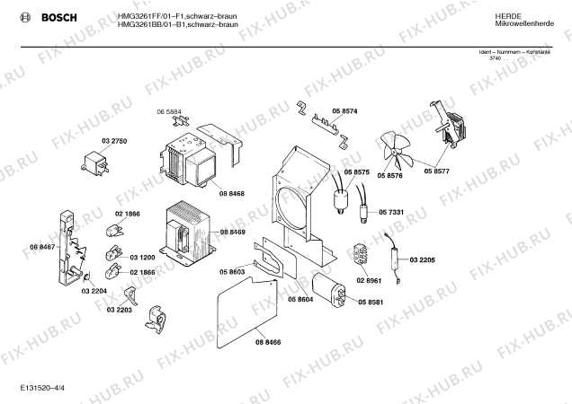 Взрыв-схема микроволновой печи Bosch HMG3261FF - Схема узла 04