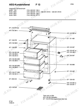 Взрыв-схема холодильника Aeg ARC1302 I CH - Схема узла Housing 001