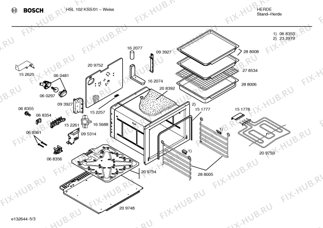 Взрыв-схема плиты (духовки) Bosch HSL102KSS - Схема узла 03