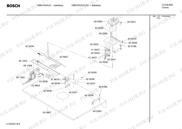 Взрыв-схема холодильника Bosch HBN765AUC - Схема узла 04