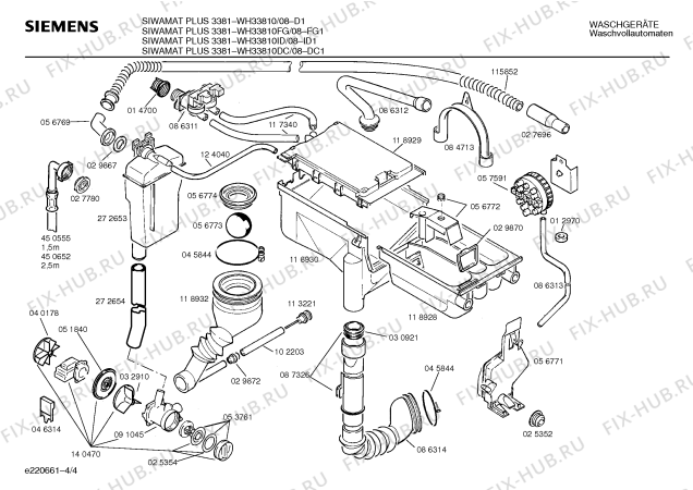 Схема №1 WH33810DC SIWAMAT PLUS 3381 с изображением Вставка для ручки для стиралки Siemens 00092765