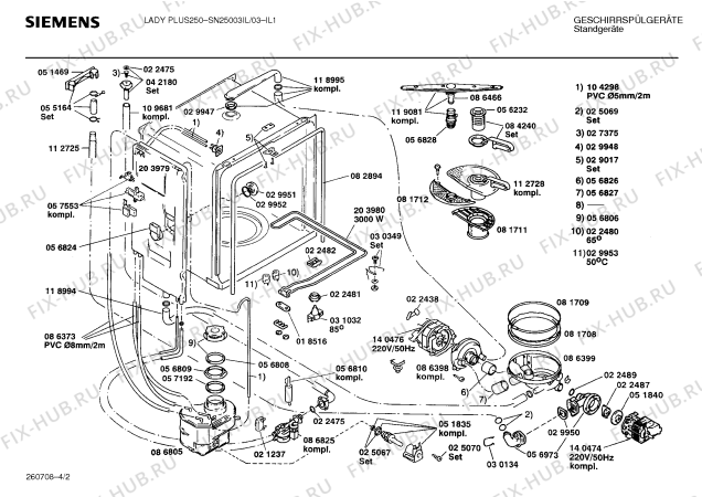 Взрыв-схема посудомоечной машины Siemens SN25003IL - Схема узла 02