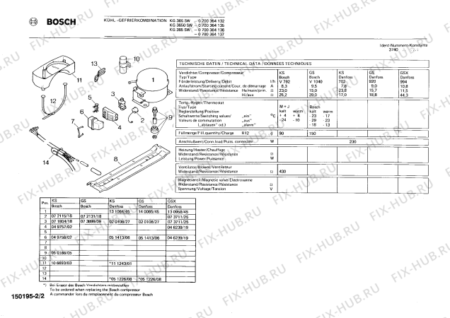 Взрыв-схема холодильника Bosch 0700364135 KG3650SW - Схема узла 02