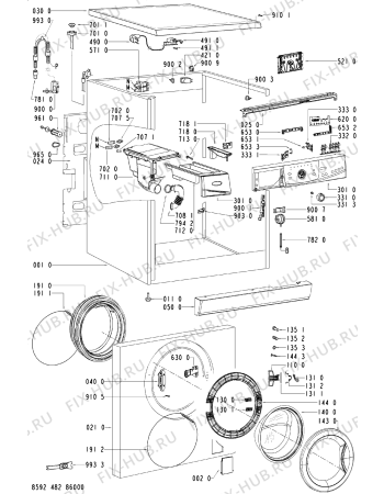 Схема №1 AWO/D 9561/S с изображением Обшивка для стиральной машины Whirlpool 481245310763