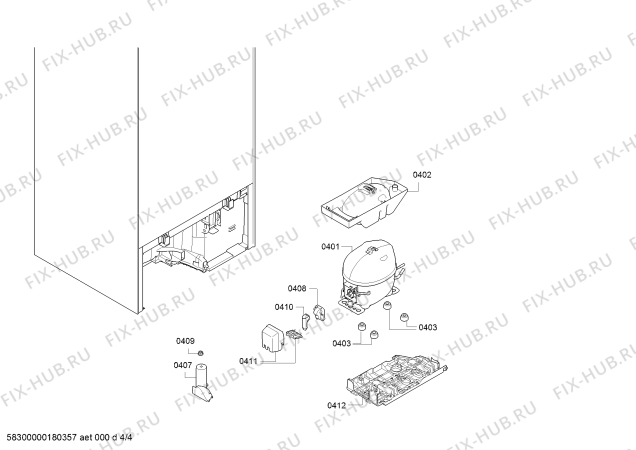 Взрыв-схема холодильника Gaggenau RT282203 Gaggenau - Схема узла 04