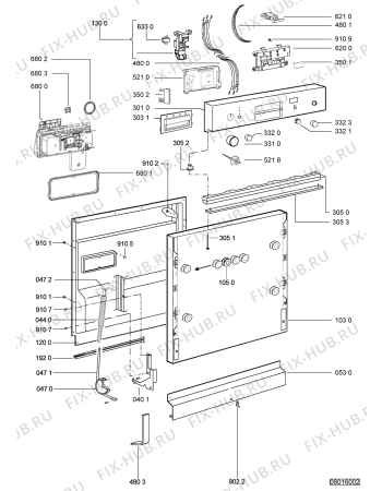 Схема №1 ADG 690/1 NB с изображением Панель для посудомоечной машины Whirlpool 480140102841