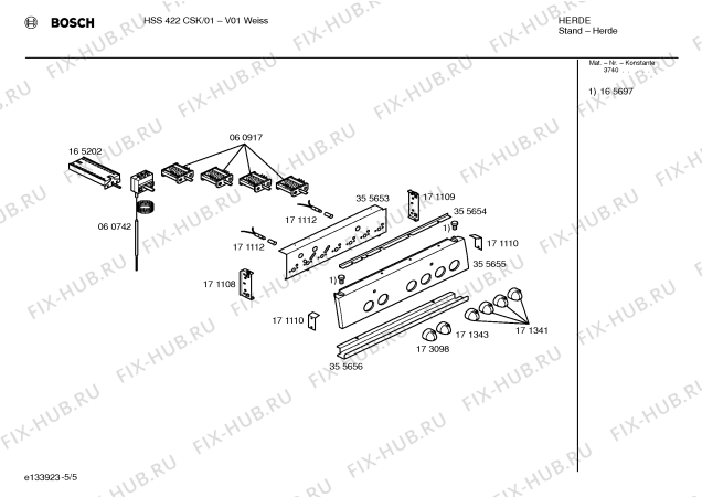 Схема №1 HSS252KEU с изображением Ручка управления духовкой для духового шкафа Bosch 00173098