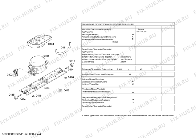 Взрыв-схема холодильника Bosch KGH34A03GB - Схема узла 04