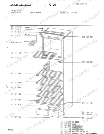 Взрыв-схема холодильника Aeg 621370024 - Схема узла Housing 001