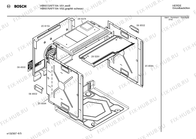Схема №1 HBN572AFF с изображением Инструкция по эксплуатации для духового шкафа Bosch 00519885