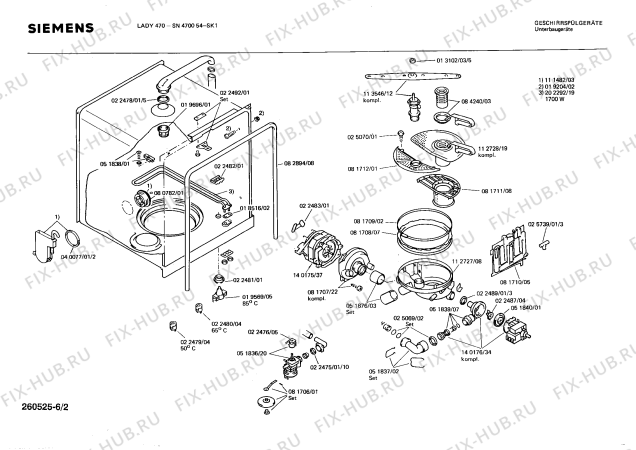 Взрыв-схема посудомоечной машины Siemens SN470054 - Схема узла 02