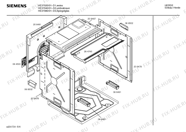 Взрыв-схема плиты (духовки) Siemens HE37040 - Схема узла 04
